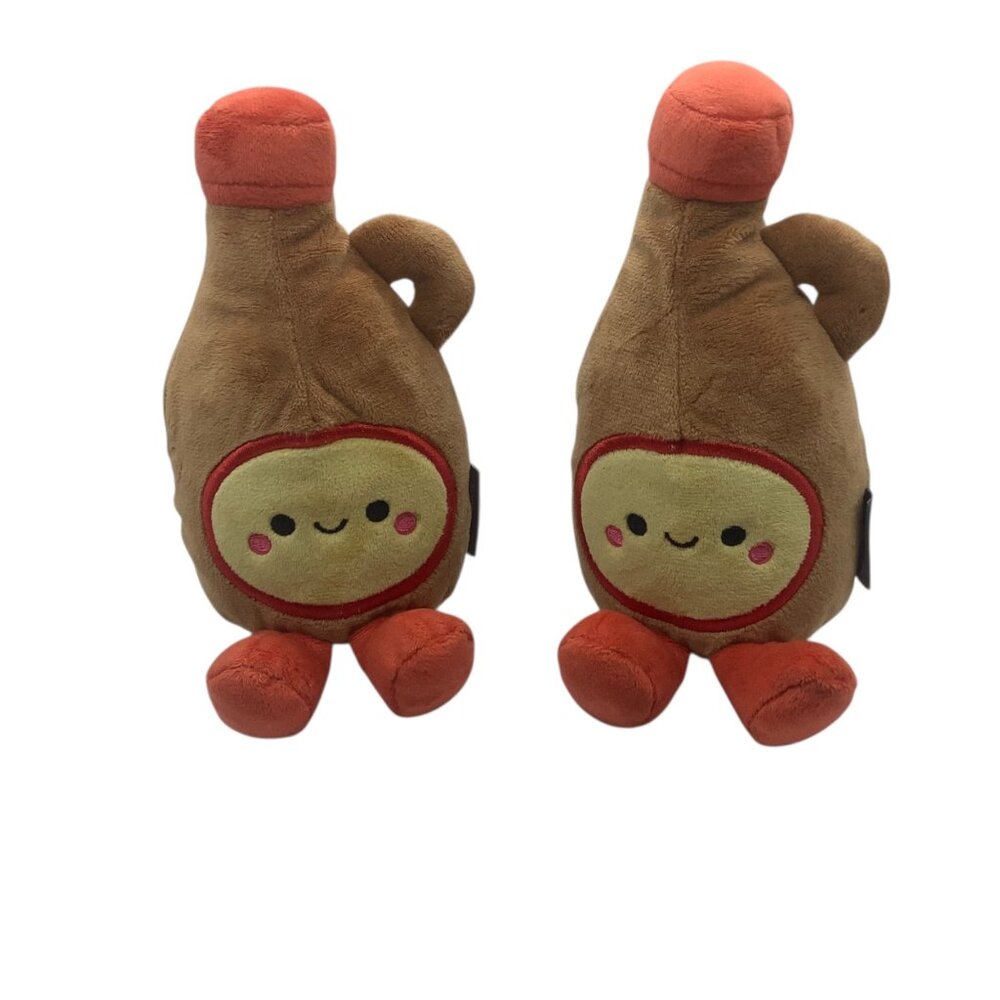 Hallmark Plush Syrup Bottle Smiley Face & Red Topper Lot‎ of 2 8"